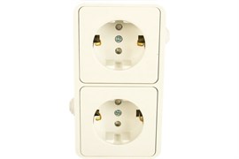 Розетка IN HOME Aqua 3123, двухместная, накладная, белая, с заземлением, полугерметичная 49870