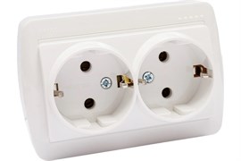 Розетка LEZARD Demet 711-0200-127, двухместная, накладная, белая, с заземлением 64200