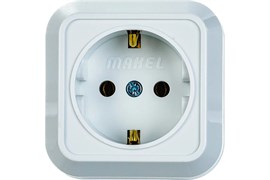Розетка MAKEL 45108, одноместная, накладная, белая, с заземлением 28760