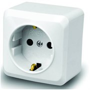 Розетка POWERMAN Fazenda, одноместная, накладная, белая, с заземлением 6530