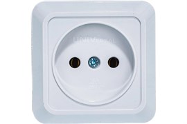 Розетка UNIVersal Олимп О0022, одноместная, накладная, белая, без заземления 16021