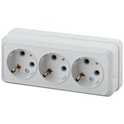 Розетка ЭРА Intro Quadro 2-206-01, трехместная, накладная, белая, с заземлением 64489