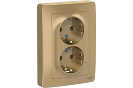 Розетка SYSTEM ELECTRIC Blanca ВLNRS001024, двухместная, встраиваемая, титан, с заземлением 41805