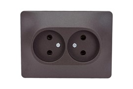 Розетка SYSTEM ELECTRIC Glossa GSL000820, двухместная, встраиваемая, шоколад, без заземления 32635