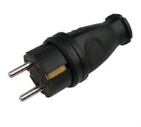 Вилка прямая IN HOME 9210, 16A, 220-230В, IP44, с заземлением, каучук, черная 62428