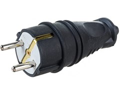 Вилка прямая NE-AD 4001, 2P+PE, 16А, 220-240В, IP44, с заземлением, каучук, черная 54423