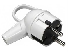 Вилка угловая MAKEL 10037, 16А, 250В, IP20, с заземлением, с кольцом, белая 64350