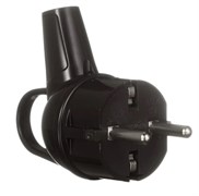 Вилка угловая MAKEL 10038, 16А, 250В, IP20, с заземлением, с кольцом, черная 64351