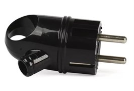 Вилка угловая SmartBuy SBE-16-P03-b, 16А, 250В, IP20, с заземлением, с ушком, черная 54403