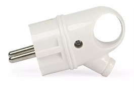 Вилка угловая SmartBuy SBE-16-P03-w, 16А, 250В, IP20, с заземлением, с ушком, белая 54402
