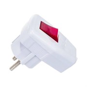 Вилка угловая TDM 1806-0009, 16А, 250В, IP20, с заземлением, с выключателем, белая 8214
