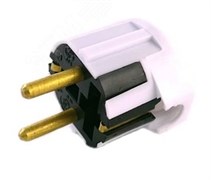 Вилка угловая БЕЛТИЗ В16-003, 16А, 220В, IP20, с заземлением, термопласт, белая 56494