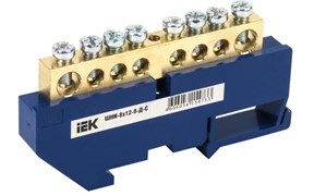 Шина "N" нулевая IEK YNN10-812-8D-K07, 8 групп, 8х12мм, на DIN-изоляторе ШНИ-8х12-8-Д-С 53813