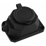 Колодка для удлинителя ERA К-1е-В-IP44, одноместная, 16А, 250В, IP44, 3500Вт, с заземлением, с заглушкой, каучук, черная 78773