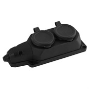 Колодка для удлинителя ERA К-2е-В-IP44, двухместная, 16А, 250В, IP44, 3500Вт, с заземлением, с заглушкой, каучук, черная 78772