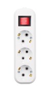 Колодка для удлинителя REXANT 11-8706, трехместная, 10А, 250В, IP20, с заземлением, с выключателем, белая 68427