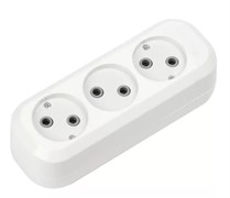 Колодка для удлинителя Smartbuy SBE-10-3-00-N, трехместная, 10А, 250В, IP20, без заземления, АБС-пластик, белая 61048