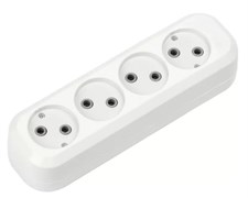 Колодка для удлинителя Smartbuy SBE-10-4-00-N, четырехместная, 10А, 250В, IP20, без заземления, АБС-пластик, белая 54465
