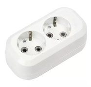 Колодка для удлинителя Smartbuy SBE-16-2-00-Z, двухместная, 16А, 250В, IP20, с заземлением, АБС-пластик, белая 44128