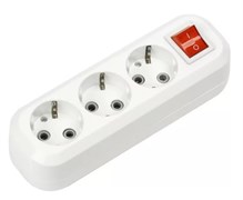 Колодка для удлинителя Smartbuy SBE-16-3-00-ZS, трехместная, 16А, 250В, IP20, с заземлением, с выключателем, АБС-пластик, белая 44129