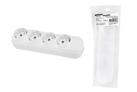 Колодка для удлинителя TDM 1806-0420 Народная, четырехместная, 16А, 250В, IP20, с заземлением, белая 55134
