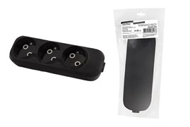 Колодка для удлинителя TDM 1806-0425 Народная, трехместная, 10А, 250В, IP20, без заземления, АБС-пластик, черная 39840