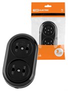 Колодка для удлинителя TDM Ретро SQ1806-0103, двухместная, 16А, 250В, IP20, без заземления, карболит, черная 16908