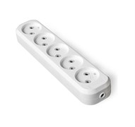 Колодка для удлинителя UNIVersal Е205, пятиместная, 10А, 250В, IP20, без заземления, белая 64359