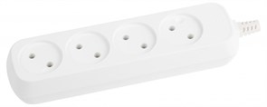 Колодка для удлинителя Эра КХ-4, четырехместная, 10А, 220-230В, IP20, 2200Вт, без заземления, белая 60284