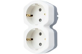 Разветвитель/тройник REXANT 11-1087, двухместный, с заземлением, плоский, с защитными шторками, белый 78972