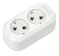 Колодка для удлинителя Smartbuy SBE-10-2-00-N, двухместная, 10А, 250В, IP20, без заземления, АБС-пластик, белая 54411