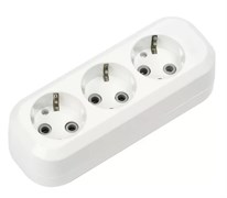 Колодка для удлинителя Smartbuy SBE-16-3-00-Z, трехместная, 16А, 250В, IP20, с заземлением, АБС-пластик, белая 54412