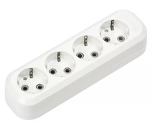 Колодка для удлинителя Smartbuy SBE-16-4-00-Z, четырехместная, 16А, 250В, IP20, с заземлением, АБС-пластик, белая 54413