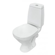 Унитаз-компакт SANITA Кама Стандарт, косой выпуск, двухрежимная арматура, нижняя подводка, крышка полипропилен, белый 90229