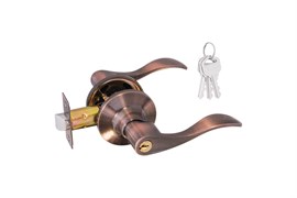 Ручка-защелка НОРА-М  ISPARUS ЗВ1-01, с фиксатором, с ключом, старая медь 84084