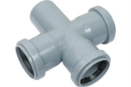 Крестовина одноплоскостная для внутренней канализации,  50/50/50, 87 градусов, полипропиленовая, серая 1324