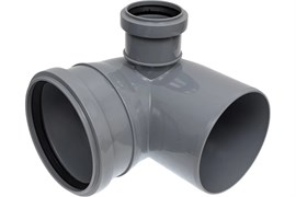 Отвод для внутренней канализации, 110мм, 45 градусов, с правым патрубком, полипропиленовый, серый 65119