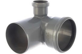 Отвод для внутренней канализации, 110мм, 90 градусов, с левым патрубком, полипропиленовый, серый 17750
