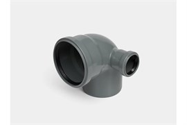 Отвод для внутренней канализации, 110мм, 90 градусов, с правым патрубком, полипропиленовый, серый 1236