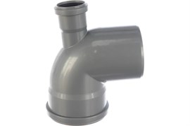Отвод для внутренней канализации, 110мм, 90 градусов, с тыльным патрубком, полипропиленовый, серый 19087