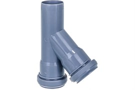 Тройник для внутренней канализации,  40х40мм, 45 градусов, полипропиленовый, серый 17607