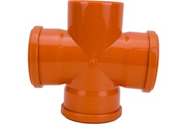 Крестовина одноплоскостная  для наружной канализации, 110/110/110, 87 градусов, полипропиленовая, оранжевая 48858