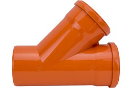Тройник для наружной канализации, 110х110мм, 45 градусов, полипропиленовый, оранжевый 12491