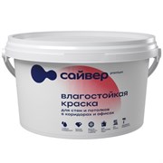 Краска акриловая Сайвер, влагостойкая, 3кг/2.1л, белоснежная, матовая 91290
