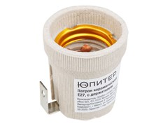 Патрон с держателем ЮПИТЕР JP7701-04, Е27, керамический, белый 89595