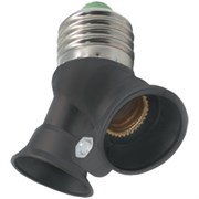 Переходник Ecola А7T24ВEAY, с цоколя E27 на 2хE14, черный 89362