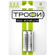 Элемент питания (батарейка) ТРОФИ ECO LR03-2BL, мизинчиковый, щелочной, 1.5В, 2шт. в блистере 88013