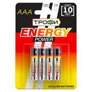 Элемент питания (батарейка) ТРОФИ Energy Power Alkaline LR03-4BL, мизинчиковый, щелочной, 1.5В, 4шт. в блистере 88979
