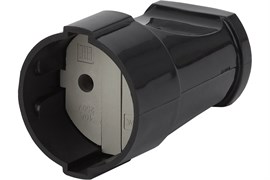 Розетка кабельная штепсельная ЭРА Rх1B, одноместная, прямая, без заземления, черная 89034