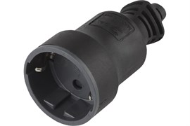 Розетка кабельная штепсельная ЭРА Rх4В, одноместная, прямая, с заземлением, черная 87230